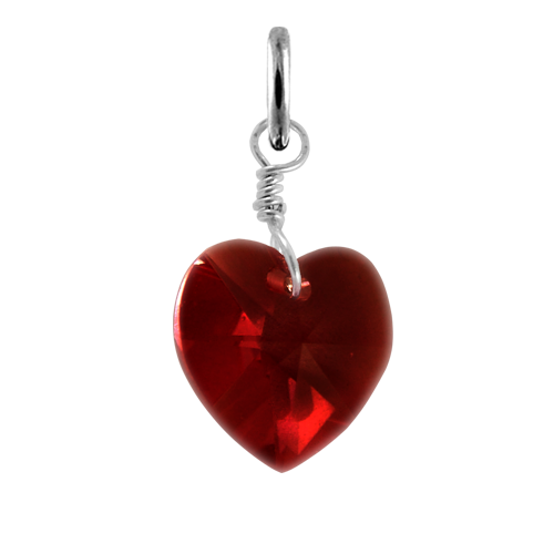 Sterling Silver Siam July Crystal Heart