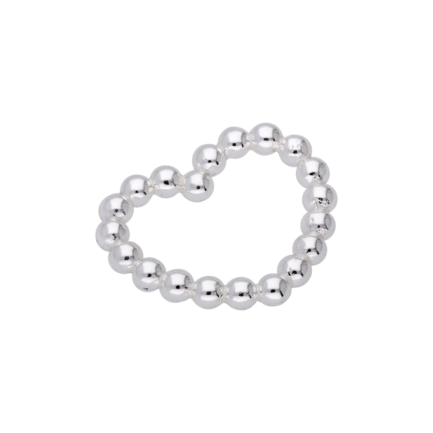 Sterling Silver Beaded Open Heart Pendant