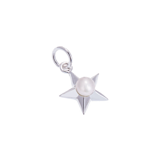 Sterling Silver Star Charm with Pearl