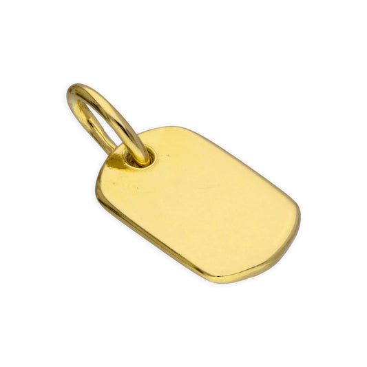 Gold Plated Sterling Silver Rectangle Dog Tag Charm