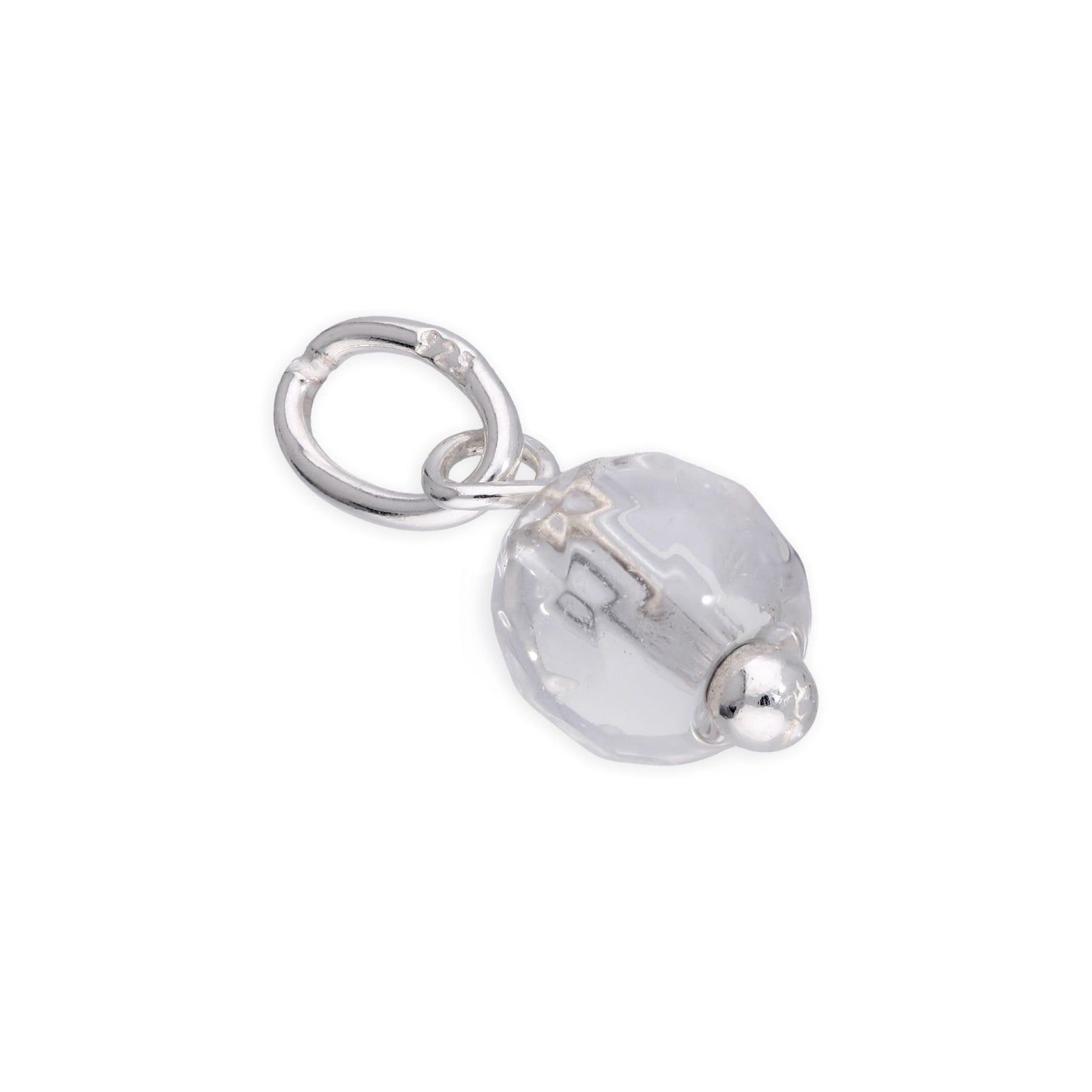 Sterling Silver Faceted 5mm Round CZ Bead Charm