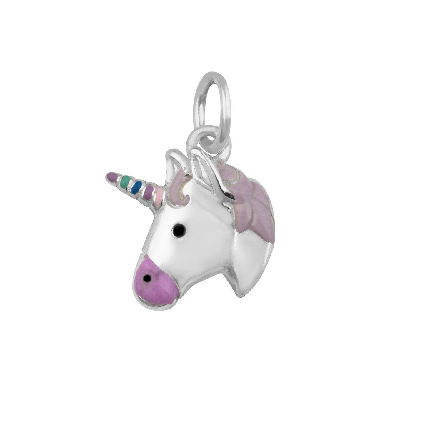 Sterling Silver Unicorn Head Enamel Charm