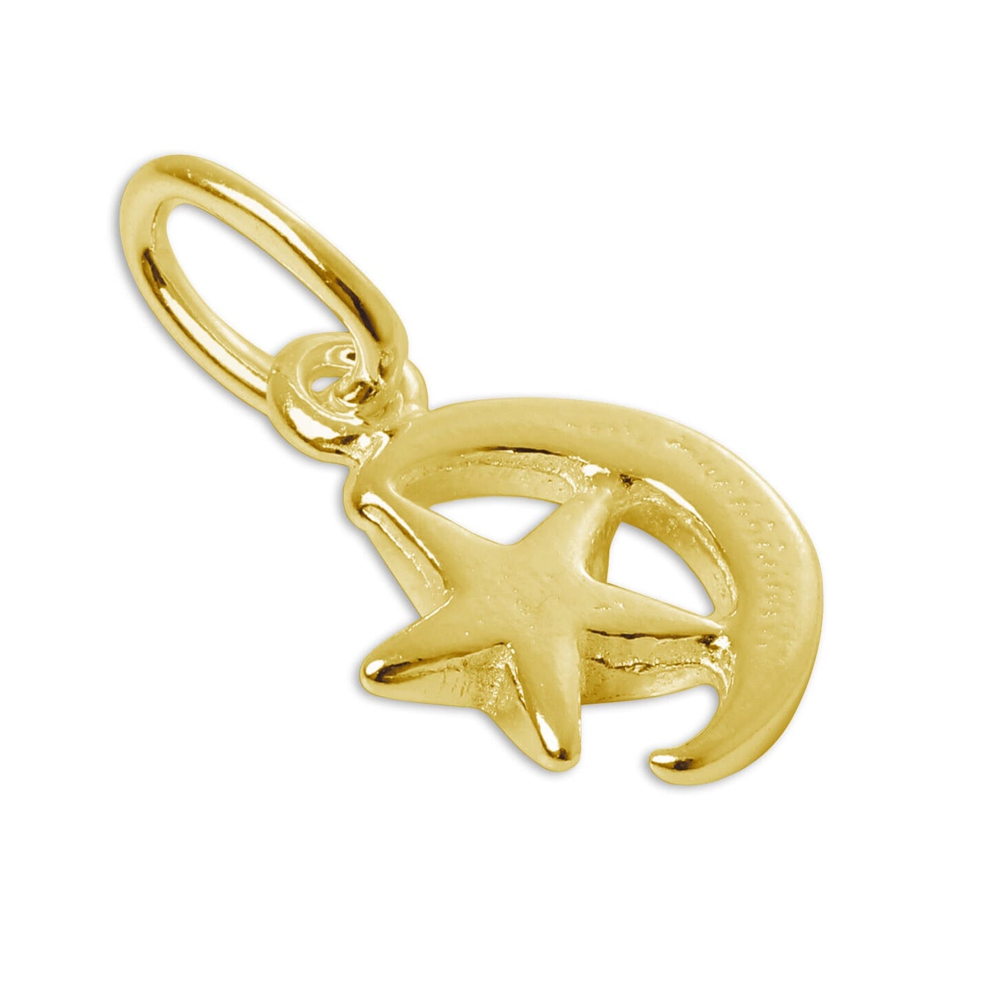 Gold Plated Tiny Sterling Silver Crescent Moon & Star Charm