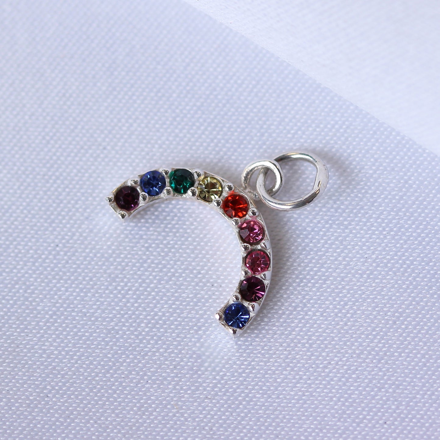 Sterling Silver Multi-Coloured CZ Rainbow Charm