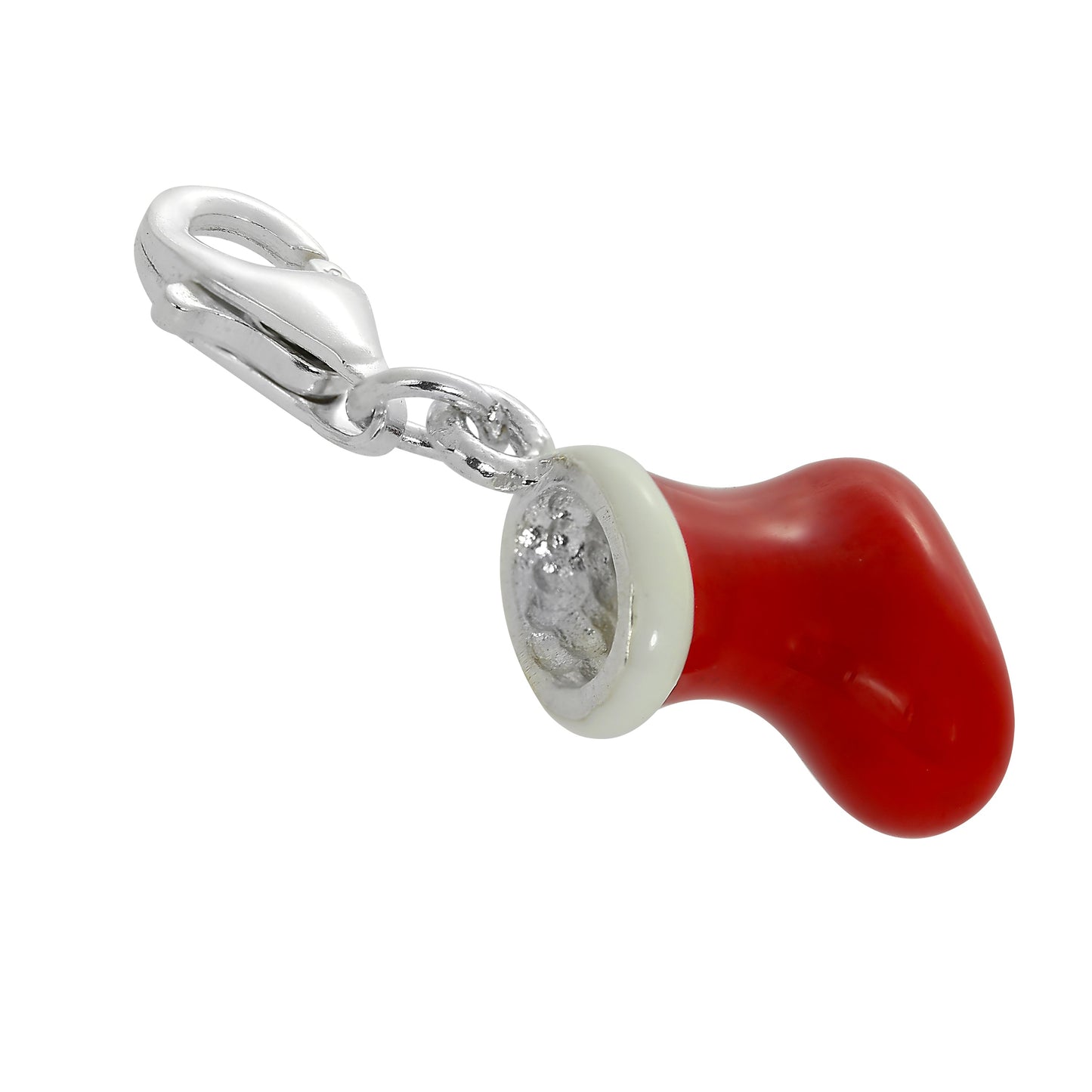 Sterling Silver & Enamel Santa Boot Clip on Charm
