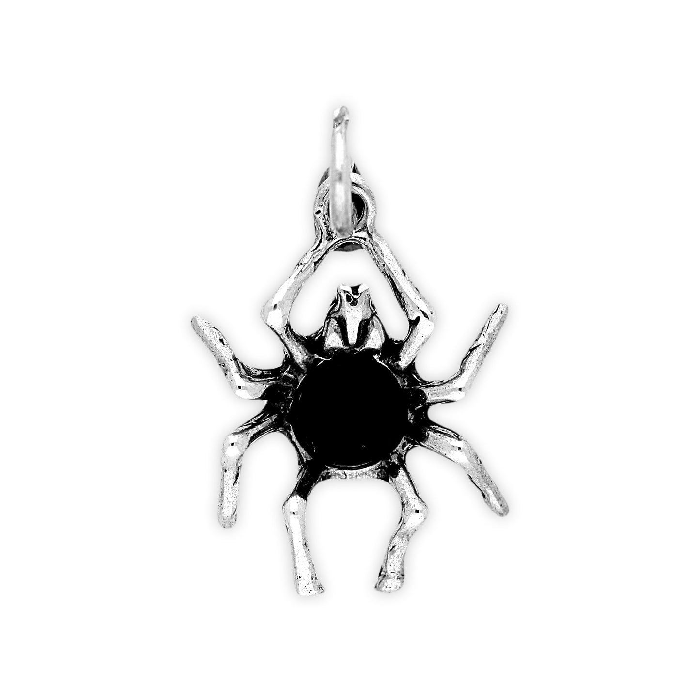 Sterling Silver Spider With Black Crystal Body Charm