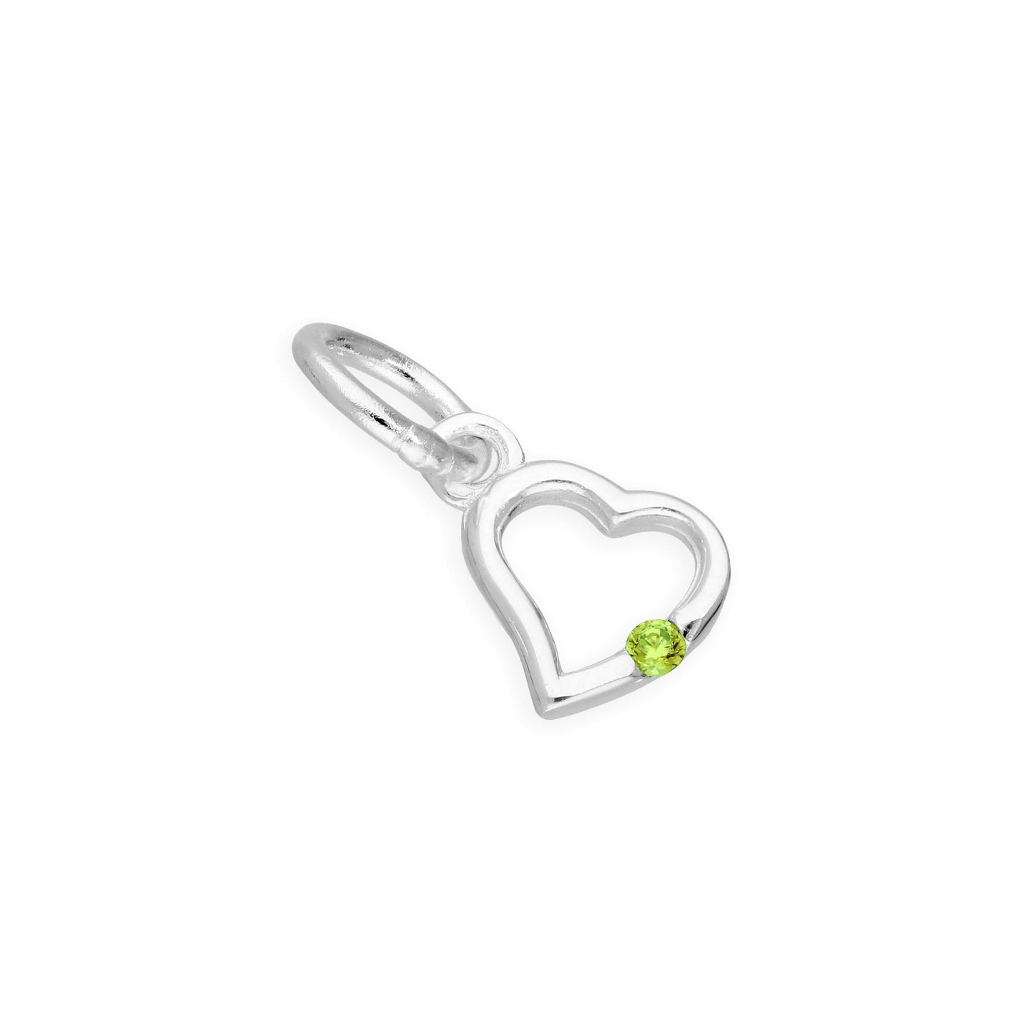 Sterling Silver & CZ Crystal Birthstone Heart Charm