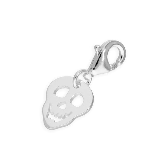 Sterling Silver Smiling Skull Clip on Charm