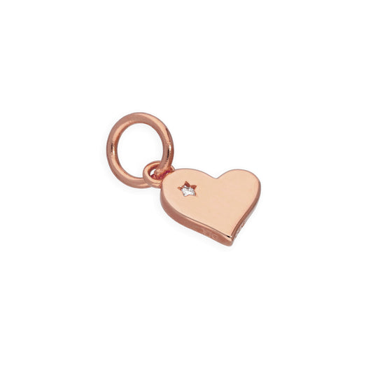 Rose Gold Plated Sterling Silver & Genuine Diamond Heart Charm