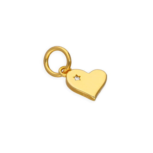 Gold Plated Sterling Silver & Genuine Diamond Heart Charm