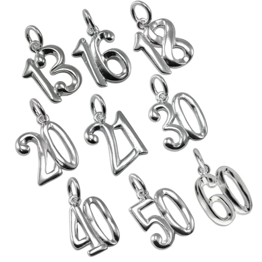 Sterling Silver Birthday Number Charms
