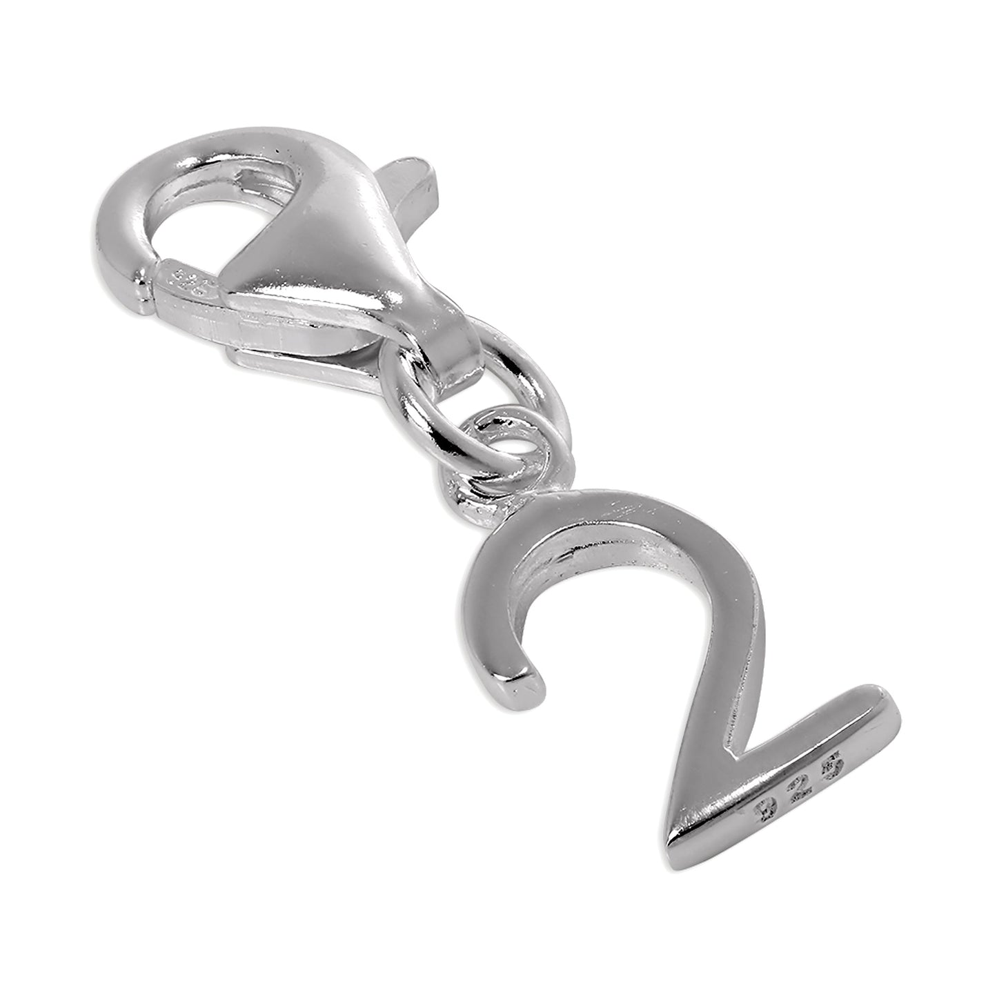 Sterling Silver Initial Number Clip-on Charm 0-9