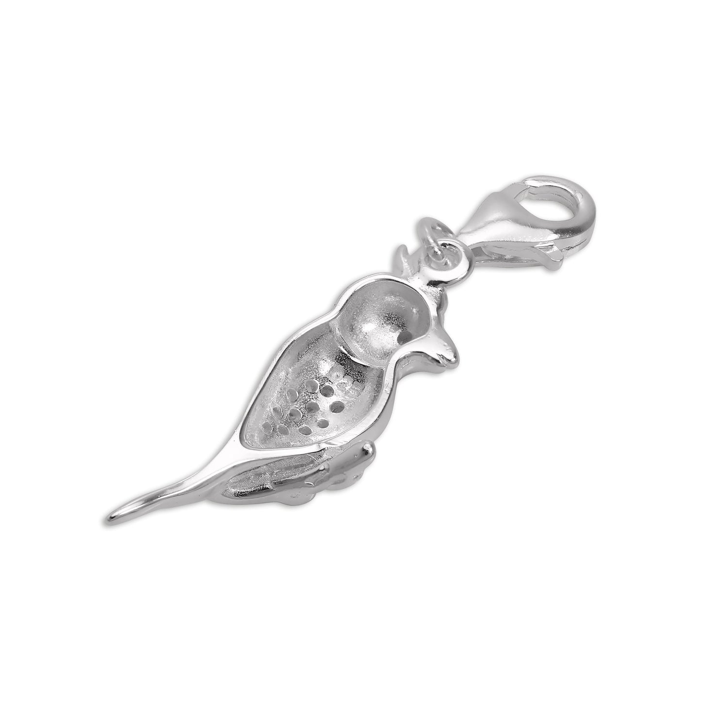 Sterling Silver & CZ Crystal Parrot Clip on Charm