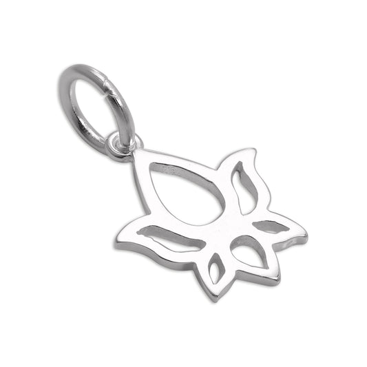 Sterling Silver Cut Out Lotus Flower Outline Charm