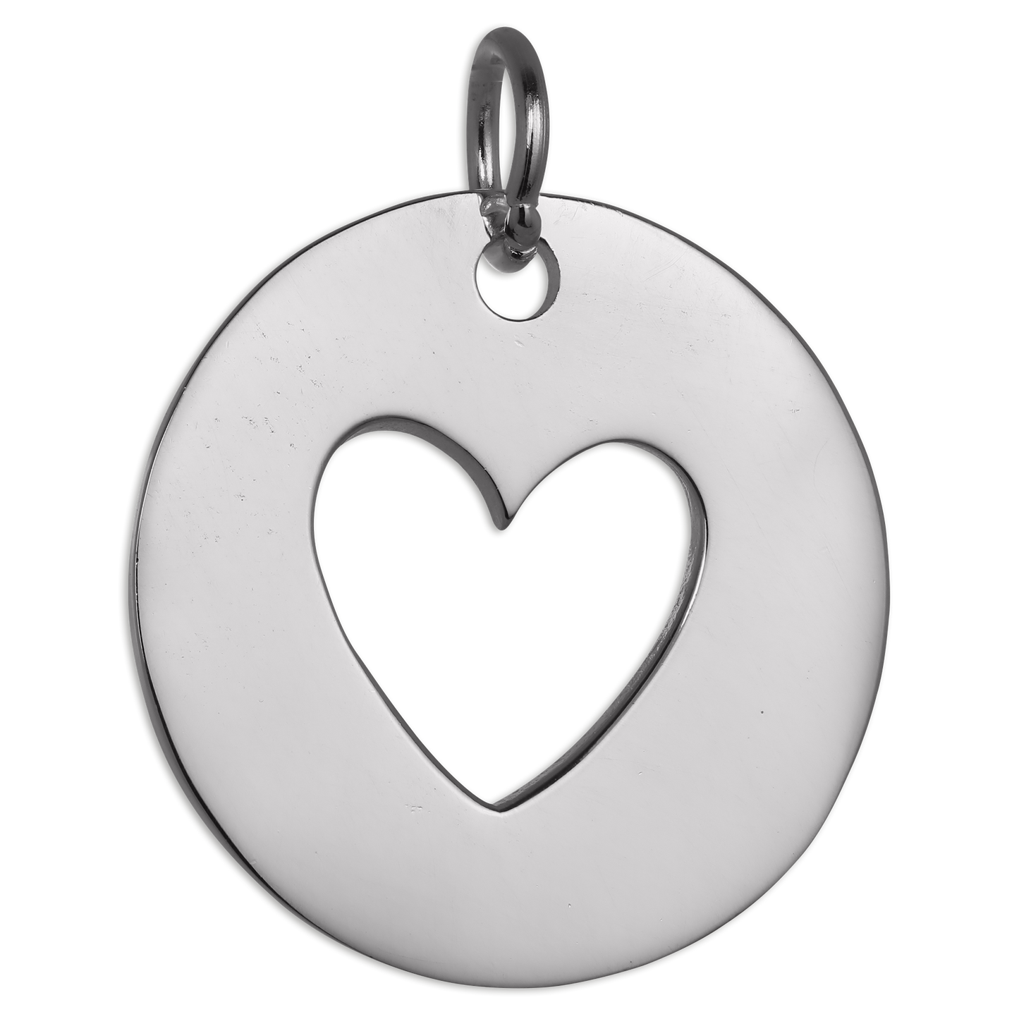 Large Sterling Silver Cut Out Heart Disc Charm