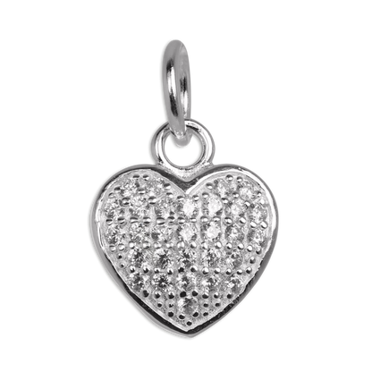 Sterling Silver & CZ Crystal Encrusted Heart Charm