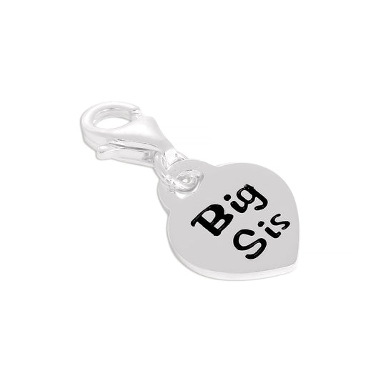 Sterling Silver Big Sister Heart Clip on Charm