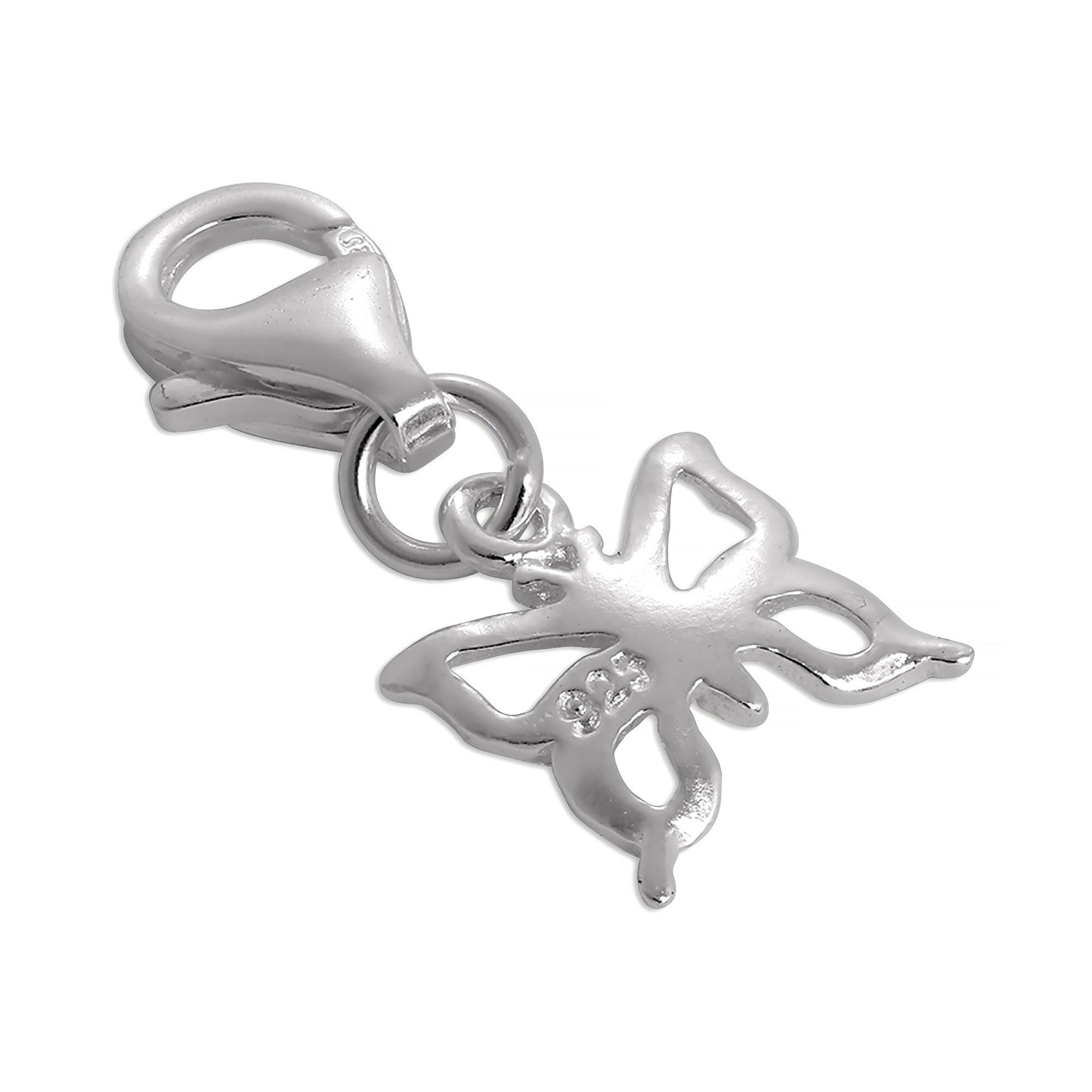 Sterling Silver Butterfly Outline Clip on Charm