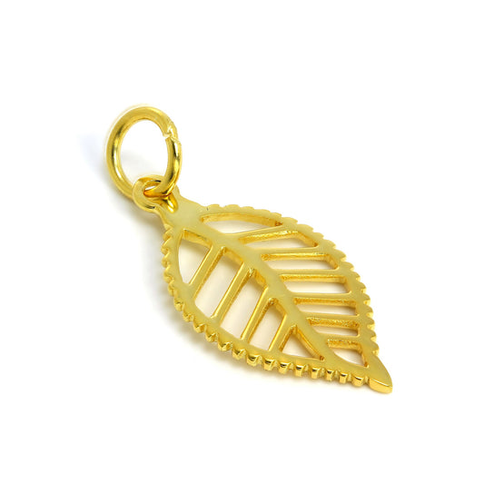 Gold Plated Sterling Silver Cut Out Leaf Charm