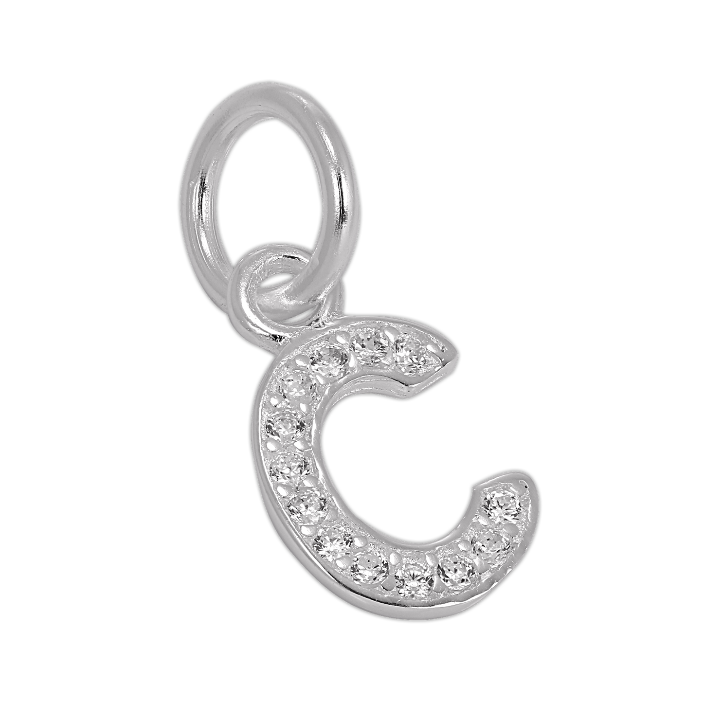 Small Sterling Silver & CZ Crystal Initial Letter Charm A - Z