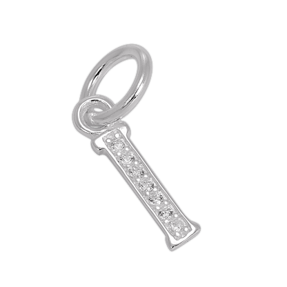 Small Sterling Silver & CZ Crystal Initial Letter Charm A - Z