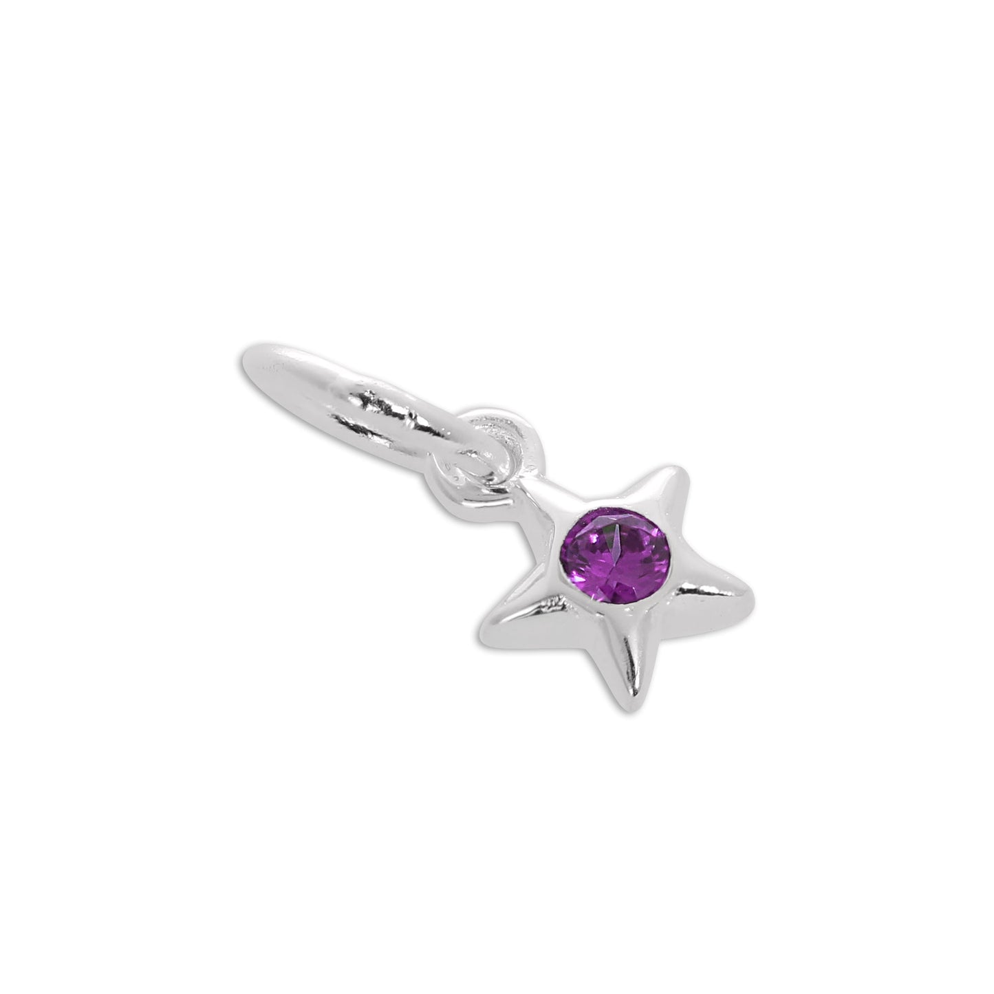 Sterling Silver & CZ Crystal Birthstone Star Charm