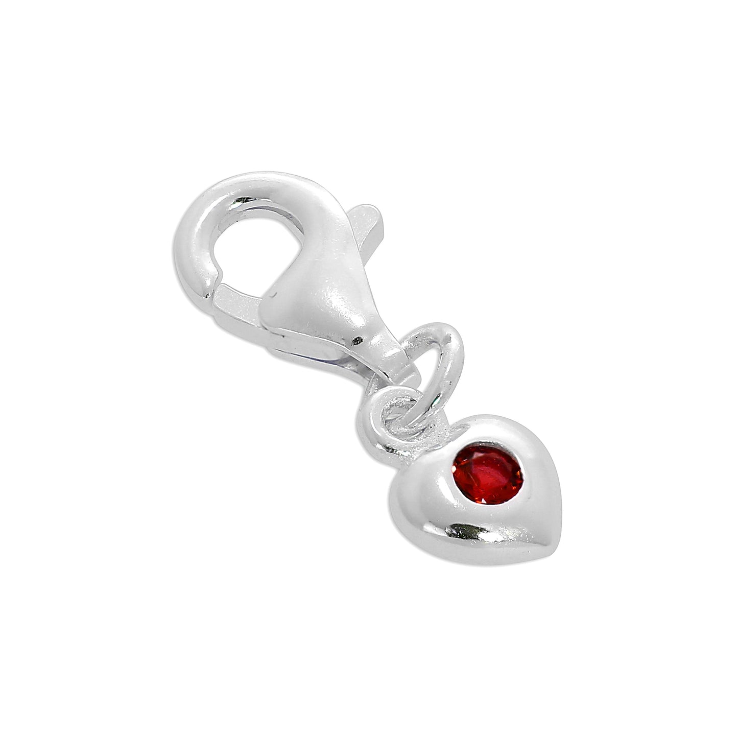Sterling Silver & CZ Crystal Birthstone Heart Clip-On Charm
