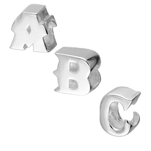 Sterling Silver Alphabet Letter Bead Charm A - Z