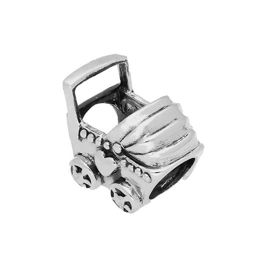 Sterling Silver Baby Carriage Bead Charm