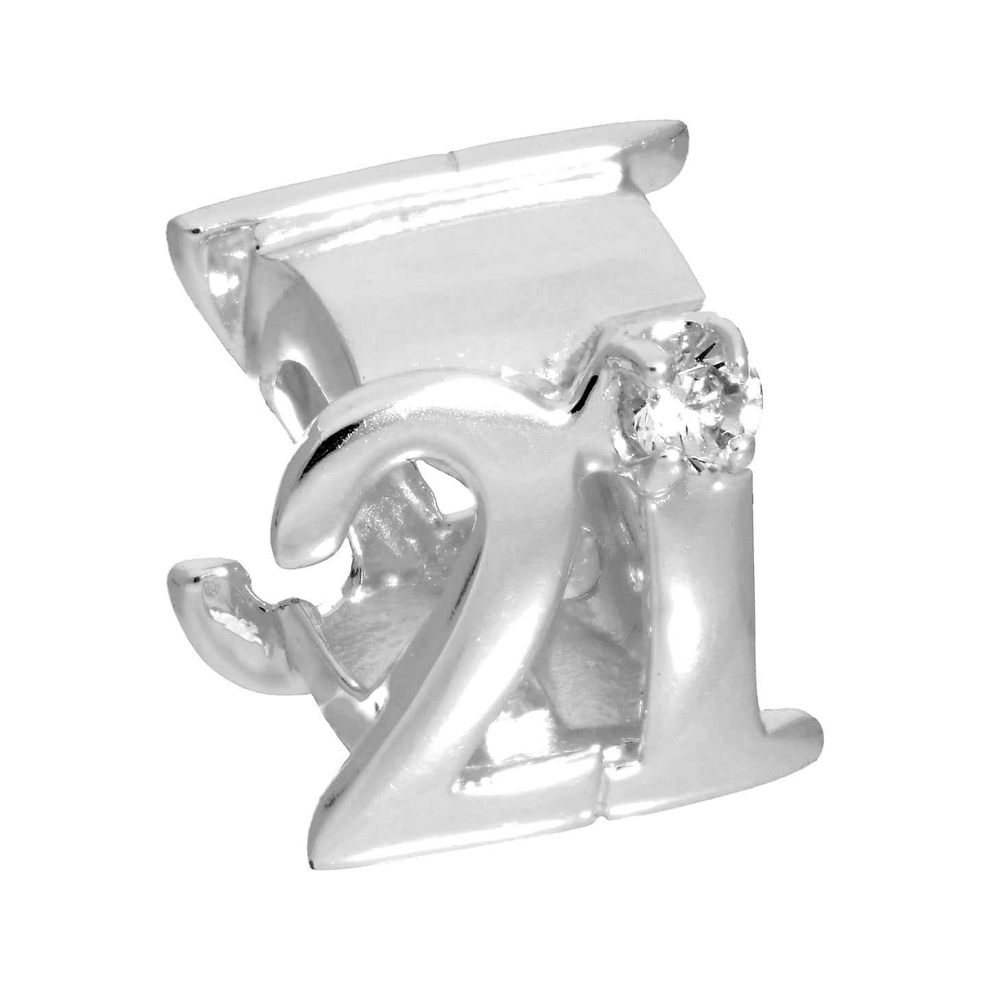 Sterling Silver & CZ Crystal Birthday Bead Charm 16th - 50th