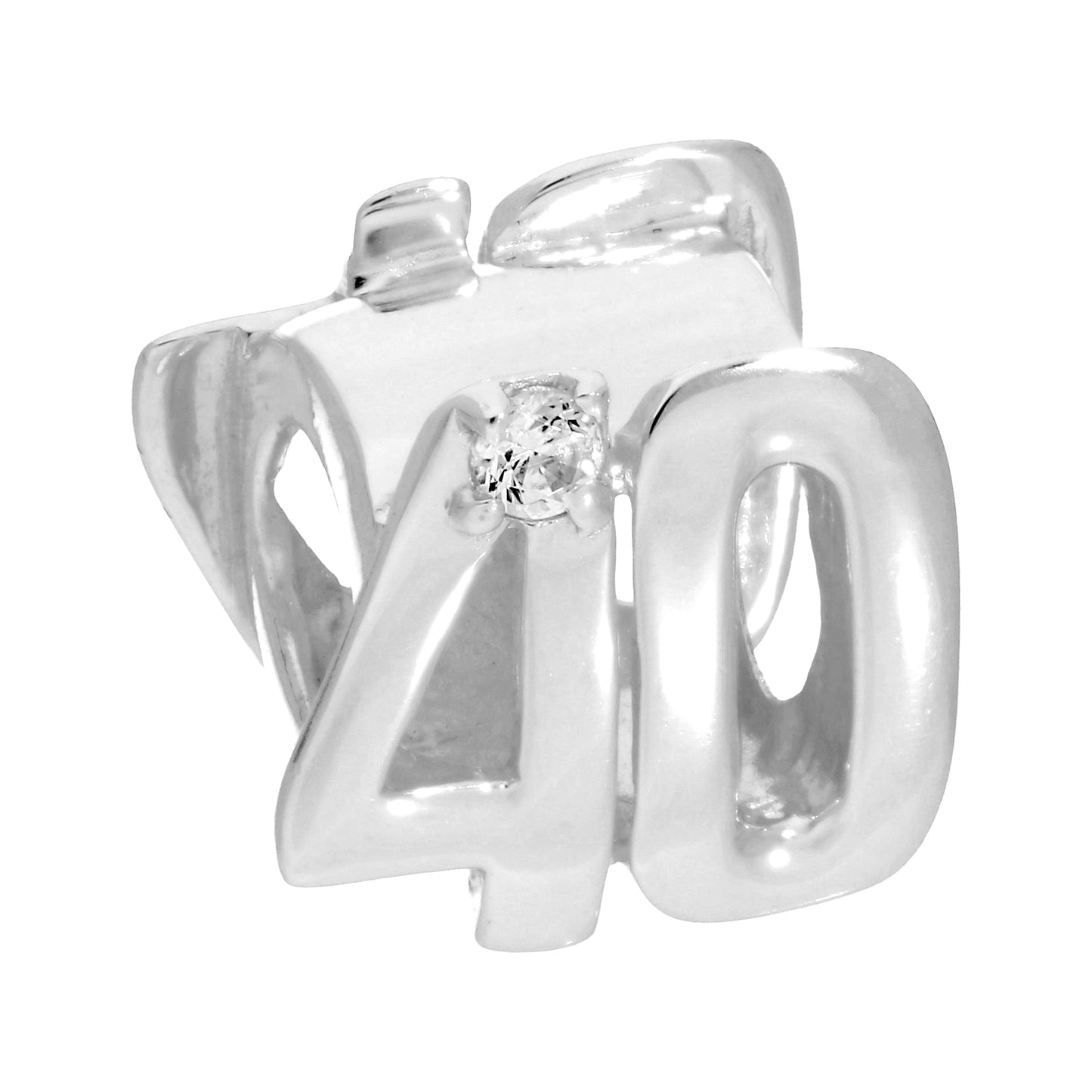 Sterling Silver & CZ Crystal Birthday Bead Charm 16th - 50th