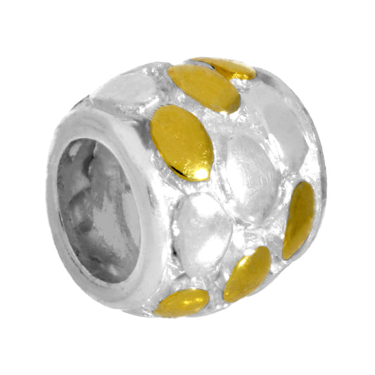 Sterling Silver White & Yellow Oval Patterned Bead Charm