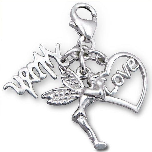 Sterling Silver Love Wish Fairy Clip on Charm