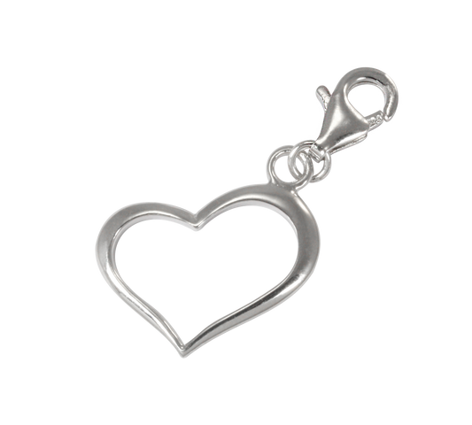 Sterling Silver Open Heart Clip on Charm