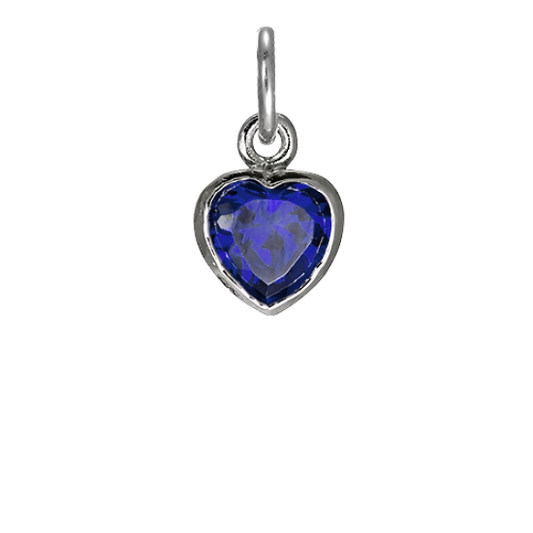 Sterling Silver Sapphire Crystal Heart Charm