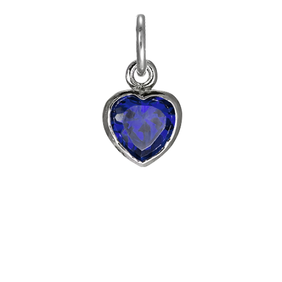 Sterling Silver Sapphire Crystal Heart Charm