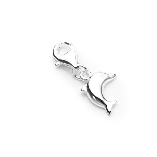 Sterling Silver Hollow Back Dolphin Clip on Charm