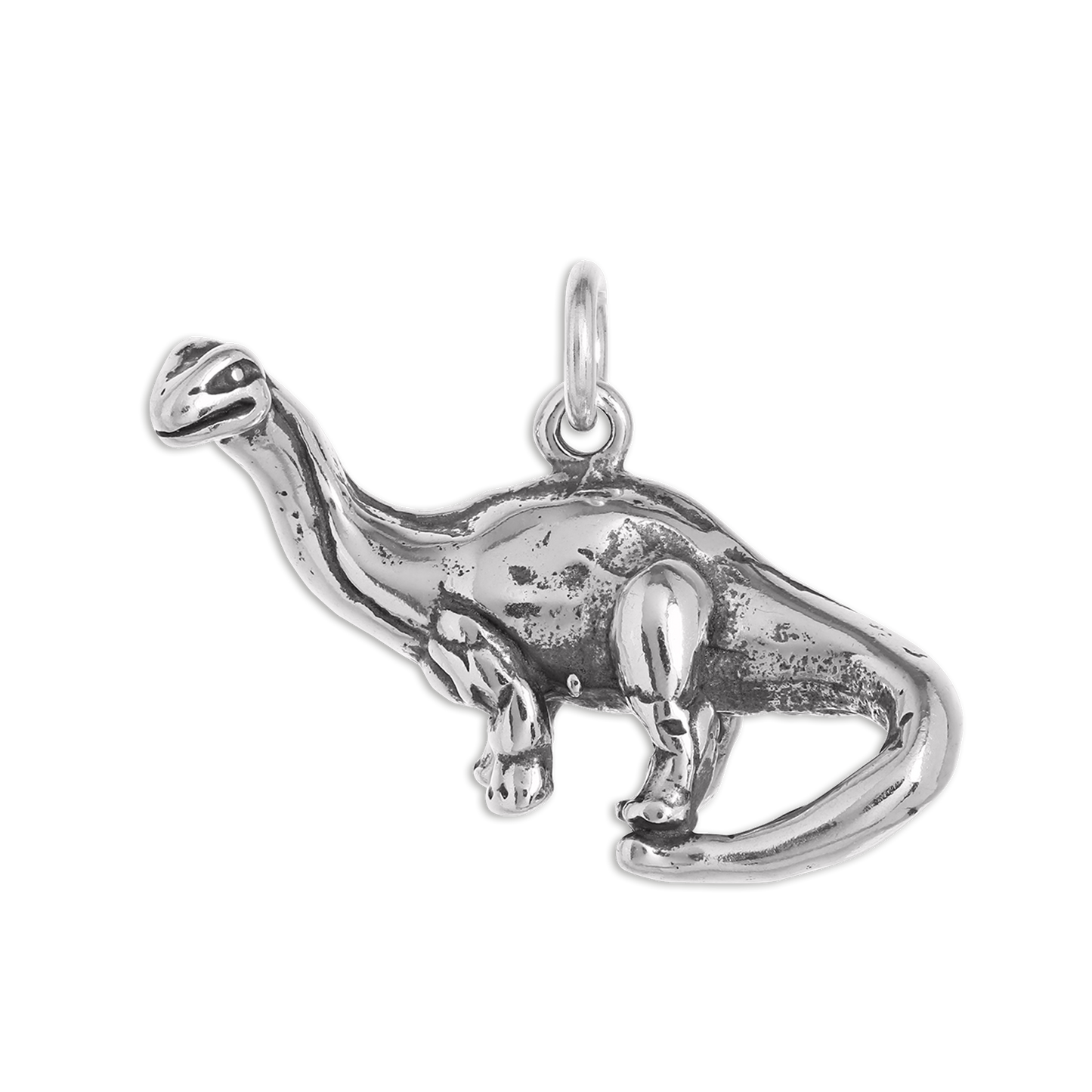 Large 3D Sterling Silver Brontosaurus Dinosaur Charm