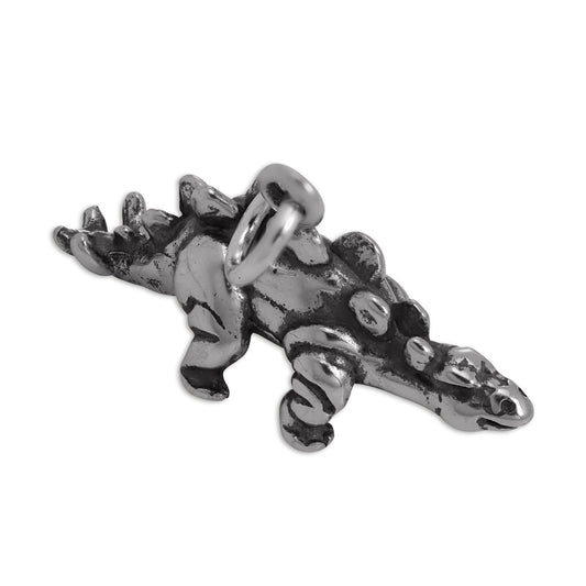 Sterling Silver 3D Solid Stegosaurus Dinosaur Charm