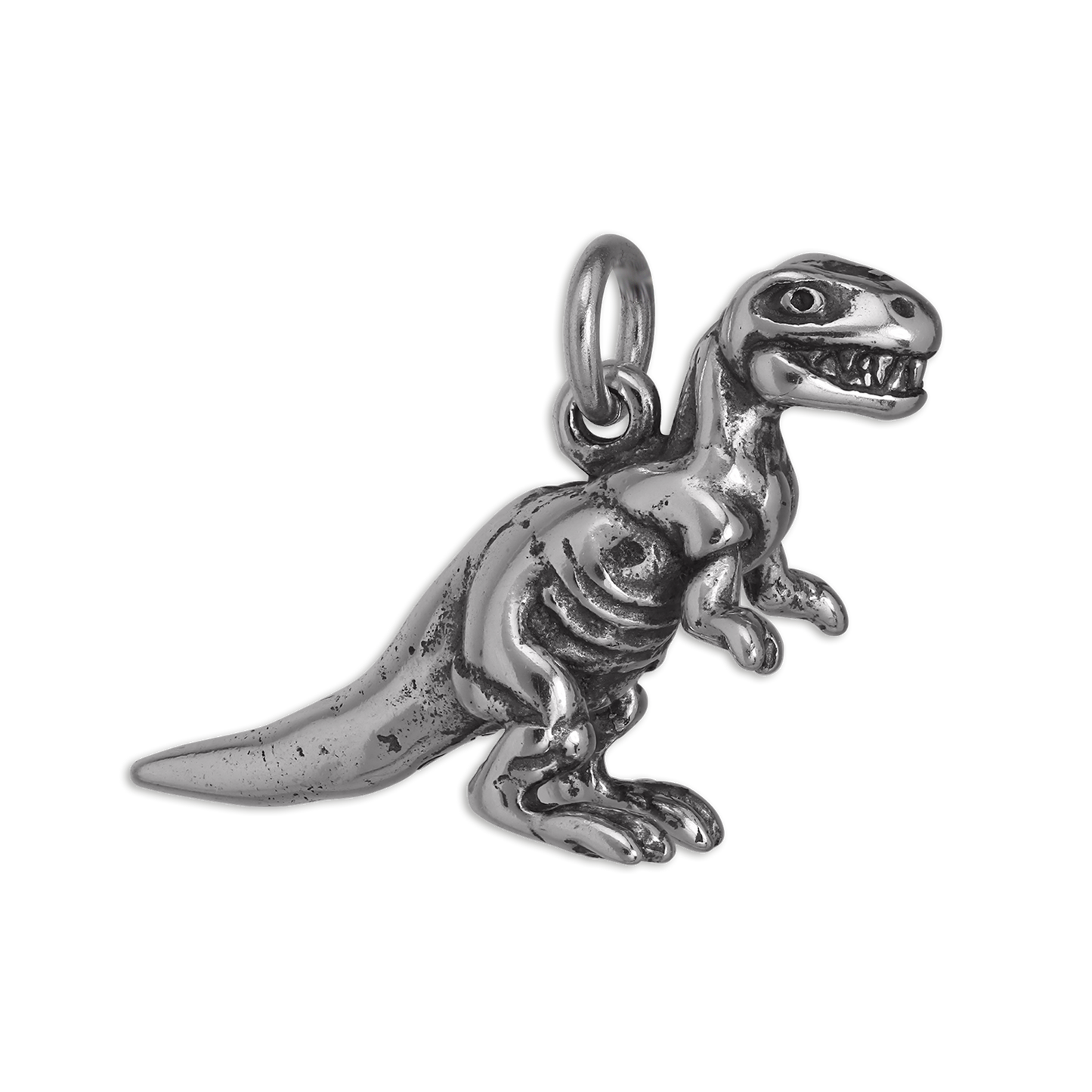 Sterling Silver Solid Tyrannosaurus Rex Dinosaur Charm
