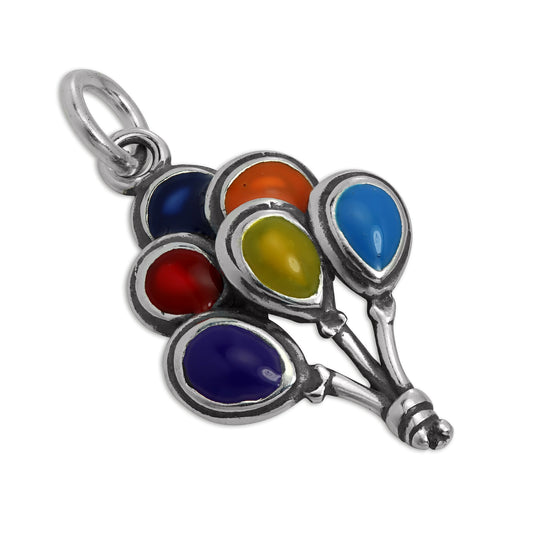 Sterling Silver & Enamel Bunch of Balloons Charm