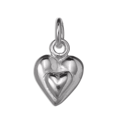 Sterling Silver Double Puffed Heart Charm