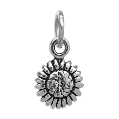 Tiny Sterling Silver Flat Sunflower Charm