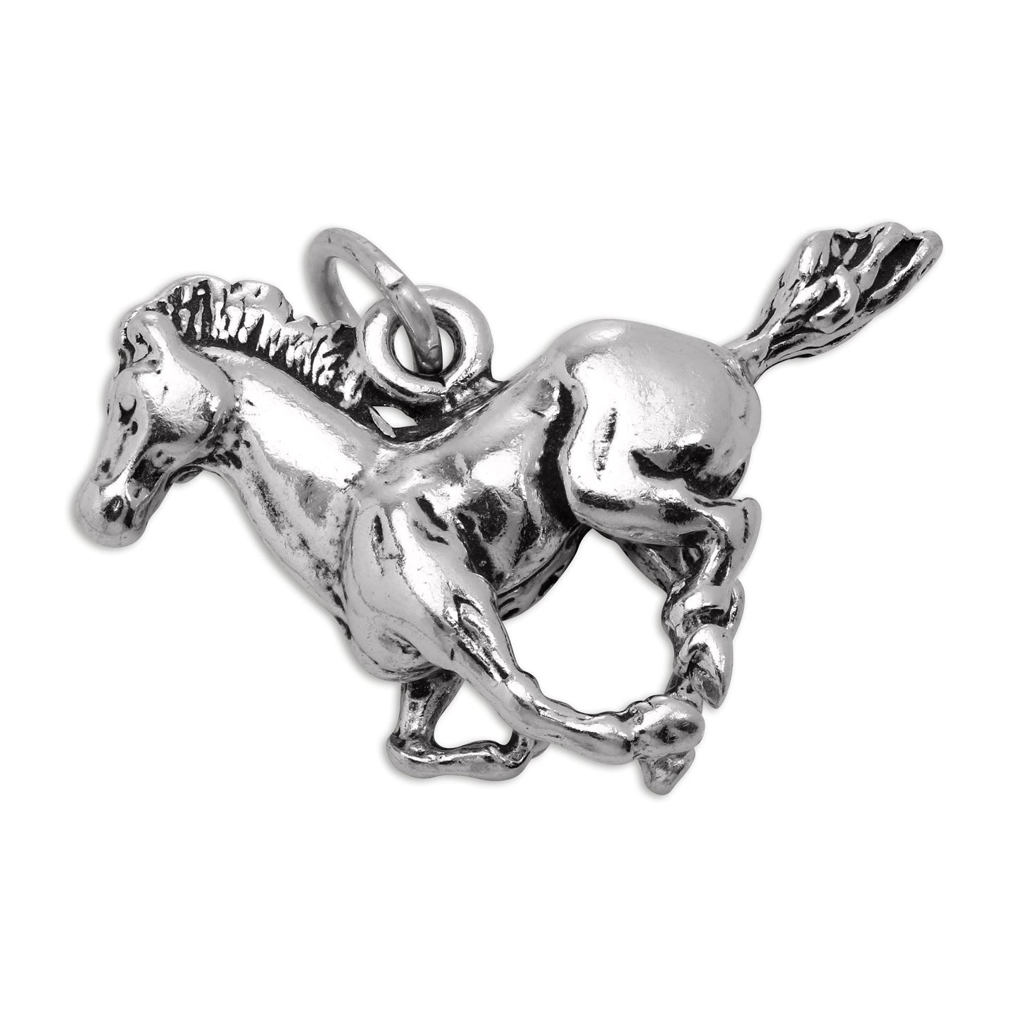Sterling Silver 3D Galloping Horse Charm