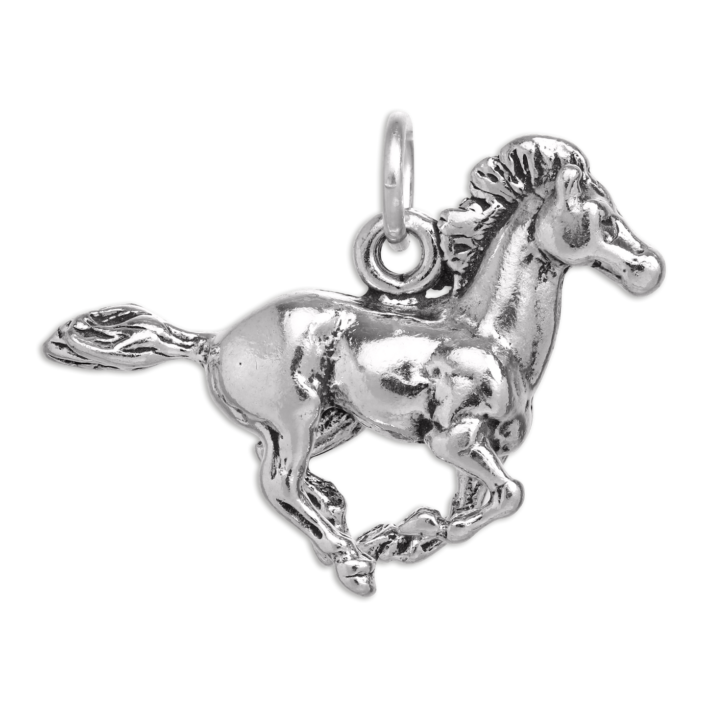 Sterling Silver 3D Galloping Horse Charm