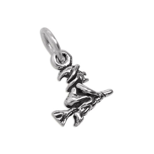 Small Sterling Silver Witch on a Broom Charm