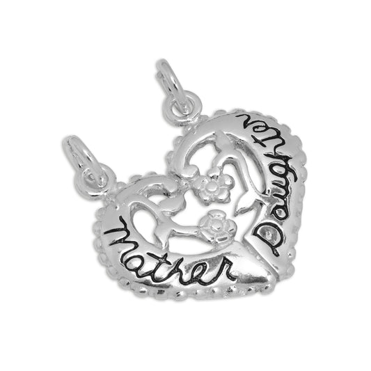 Sterling Silver Mother & Daughter Heart Charms