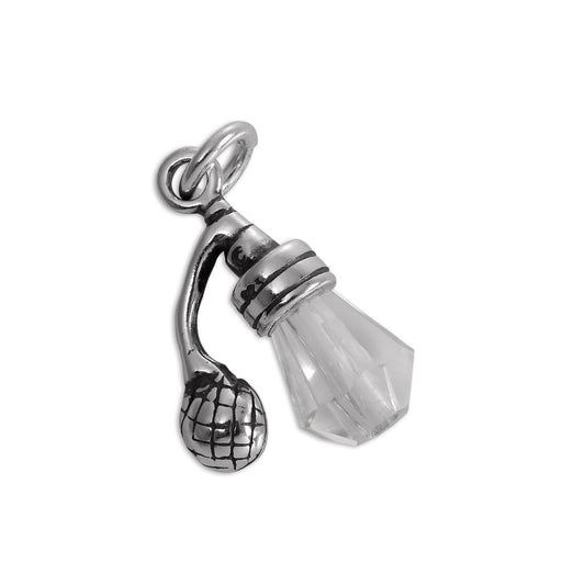 Sterling Silver & Clear CZ Crystal Perfume Bottle Charm