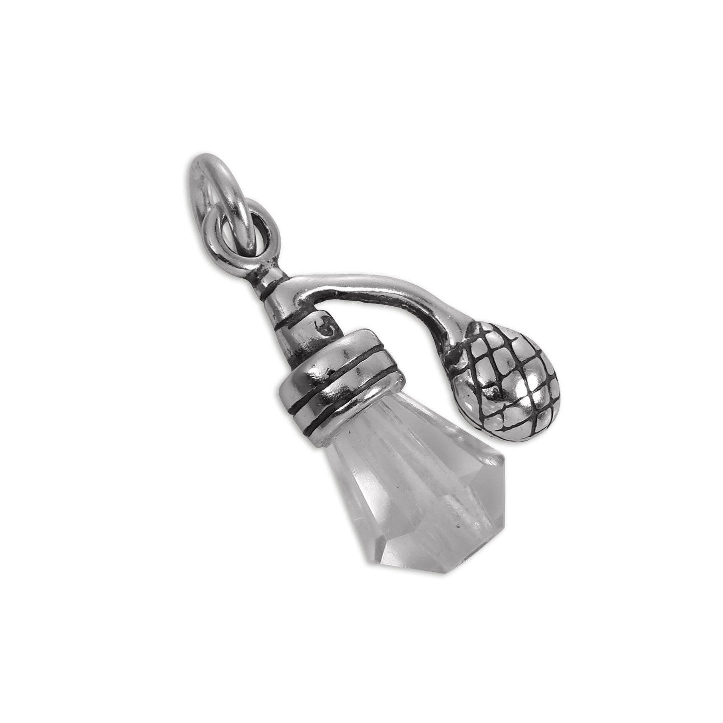 Sterling Silver & Clear CZ Crystal Perfume Bottle Charm