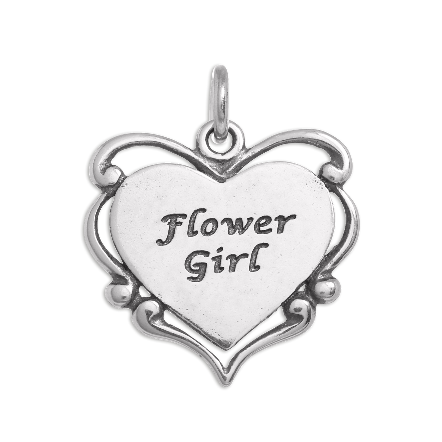 Sterling Silver Flower Girl Heart Charm